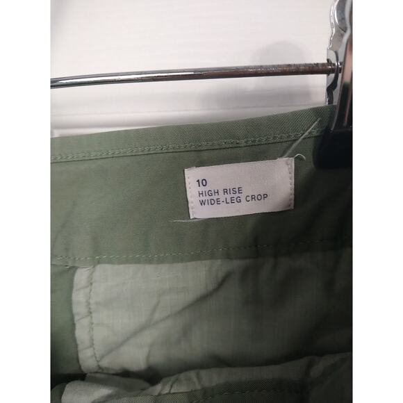 Gap Woman 10 Pant Green High Rise Cropped Wide Leg Casual Comfort Boho Lagenloo - Picture 4 of 8